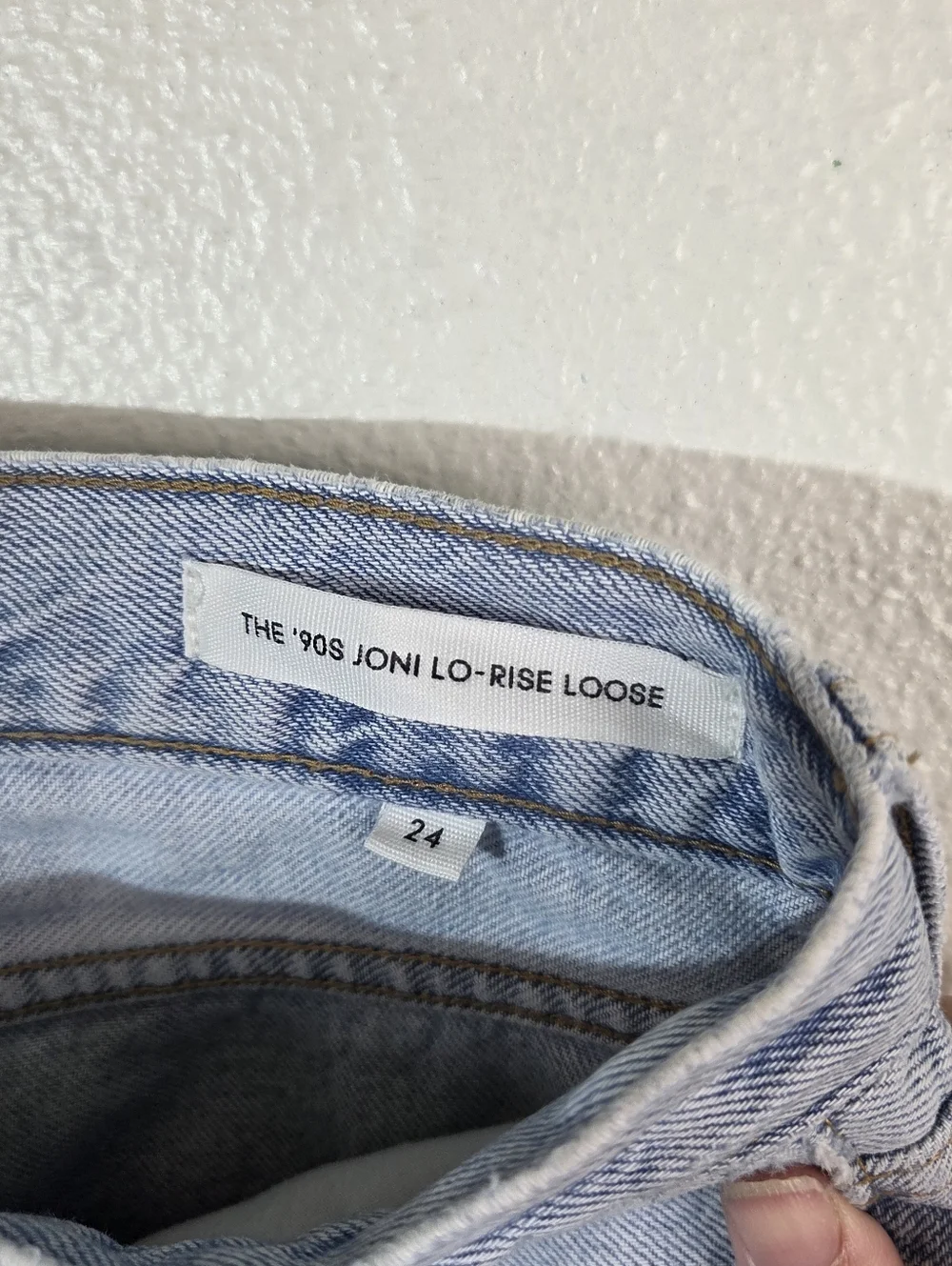 Denim Forum The 90s Joni Lo-Rise Loose Jeans Womens 24 Light Wash Button Fly Raw - Picture 12 of 13